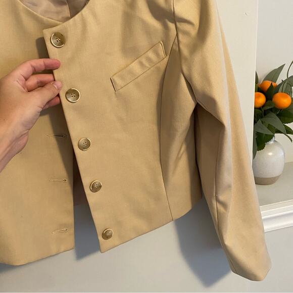 Comete Tan Neutral Cropped Button Front Blazer Jacket XS - Picture 11 of 11